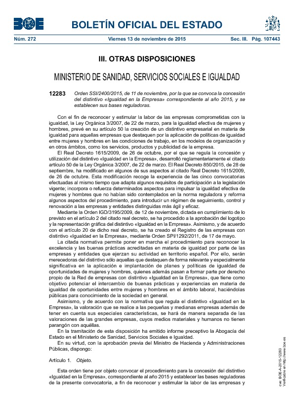 thumbnail of Orden SSI-2400-2015 convocatoria distintivo