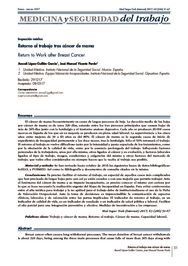 thumbnail of Retorno al trabajo tras cancer de mama MST 246